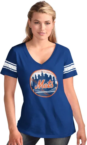Vista 4 de G-III Sports MLB Ballpark - Camiseta con cuello en V para mujer