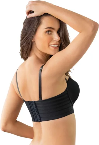Vista 2 de Leonisa Brasier sin almohadillas con aros, sin tirantes, con encaje, para mujer