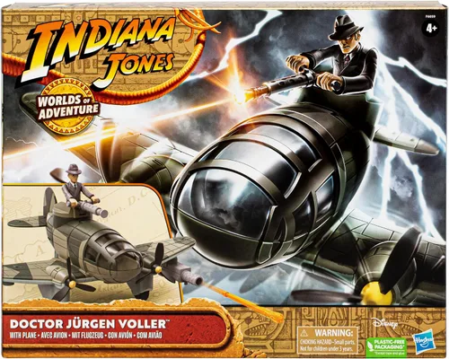 Vista 2 de Indiana Jones Worlds of Adventure Doctor Jürgen Voller - Juego de figuras de acción con avión, 2.5 pulgadas, figuras de acción para niños a partir