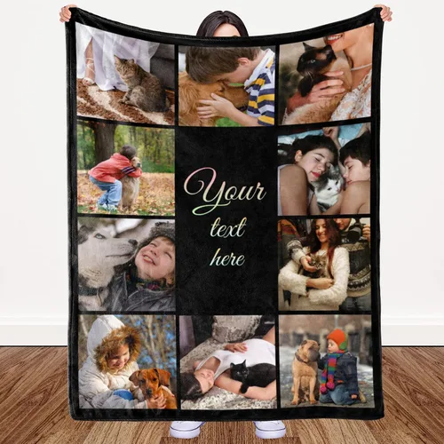 Vista 13 de Manta personalizada regalo conmemorativo con collage de texto fotográfico: fabricada en Estados Unidos, manta personalizada de 10 fotos, manta