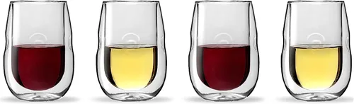 Vista 2 de Moderna Artisan Series - Copas de vino con aislamiento de doble pared, juego de 4 copas de vino y bebidas