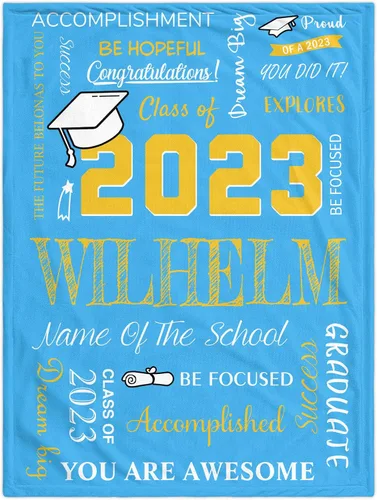 Vista 10 de Manta de graduación personalizada, regalos de graduación 2023, clase de graduación de 2023 con nombre de la universidad, manta de regalo