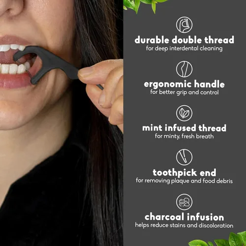 Vista 3 de The Humble Co. Porta-hilo dental natural (200 unidades) – Hilo dental vegano, ecológico y sostenible para el cuidado bucal – Ayuda a eliminar