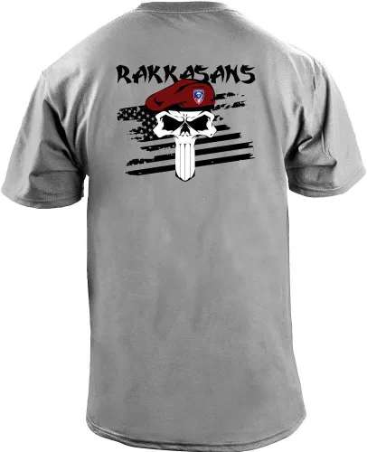 Vista 2 de 187th Infantry Regiment Rakkasans Skull Veteran Camiseta