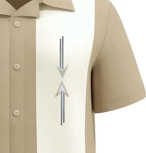 Vista 3 de Lucky Paradise Camisa de campamento para hombre, estilo cubano vintage, camisa de bolos Curazao ~ Guayabera estilo camisa de vestir
