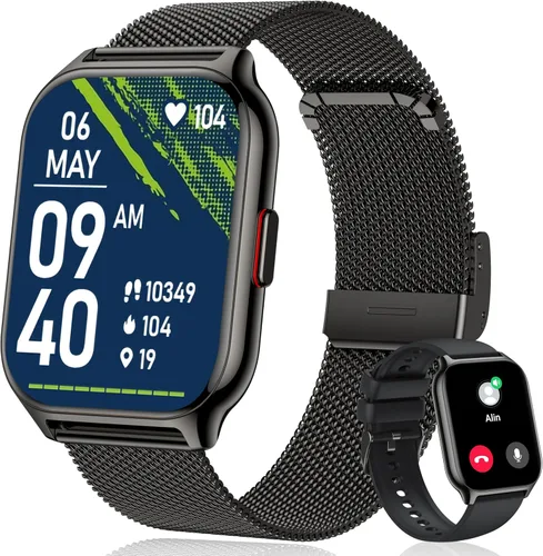 Vista 9 de Reloj inteligente 45mm para mujeres y hombres (Marcador/Contestar llamadas), reloj rastreador de fitness de 2.0" con monitor de frecuencia