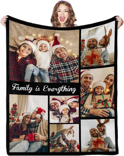 Vista 10 de Mantas personalizadas con fotos, 1 foto, manta personalizada, regalos personalizados para mamá, papá, pareja, novia, novio, esposa, marido, 8 tamaños