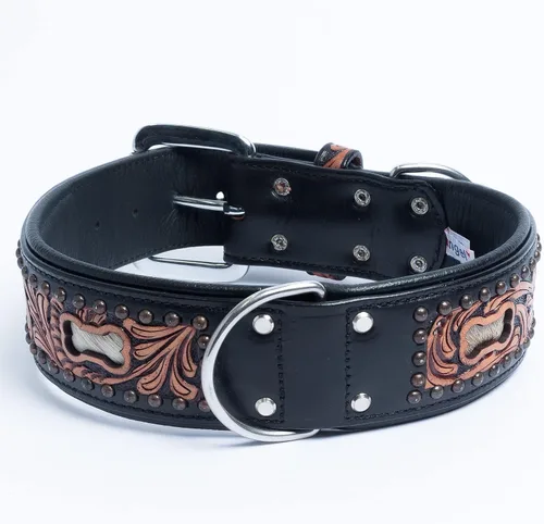 Vista 8 de Angel Pet Supplies - Collar de cuero genuino para perro San Antonio, perfecto para perros medianos, grandes y XL, hebilla de acero inoxidable, cuero
