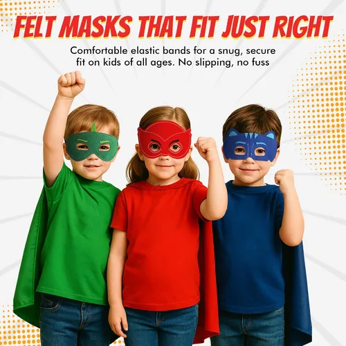 Vista 2 de Capas y máscaras de superhéroe para niños - Capas de satén y máscaras de fieltro para niños