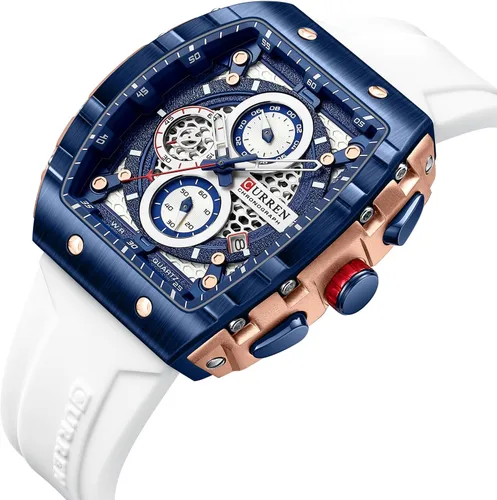 Vista 2 de Relojes cronógrafo de lujo para hombre correa de goma clásico impermeable fecha analógico reloj de cuarzo