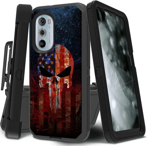 Vista 51 de Funda para Motorola Edge 2021 / Moto Edge 5G UW, protección resistente de 3 capas híbridas a prueba de golpes con funda de clip para cinturón