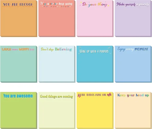 Vista 10 de Zonon 12 Piezas Notas Adhesivas Inspiradoras de 3 x 3 Pulgadas Bloc de Notas Divertidos Motivacionales Regalos Positivos para Maestros Enfermeras