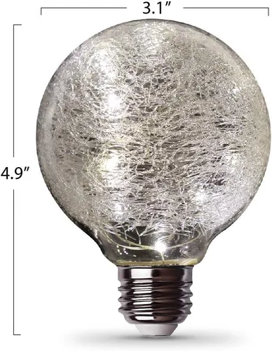 Vista 4 de Feit Electric FY/G25/SW/CR/LED 1W Bombilla LED G25 de Vidrio de Grieta de Hadas Mágica Decorativa, 12.4 cm x 7.9 cm, Luz Blanca Suave de 2700K