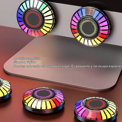 Vista 5 de Luces interiores para automóvil, 2 lámparas magnéticas de ritmo RGB, 32 bits que cambian de color, control de aplicación, luz de ritmo LED de música