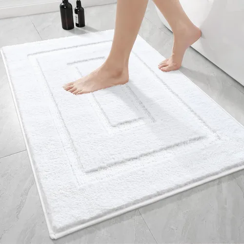 Vista 31 de HOMORE Alfombra de baño negra de 24 x 17 pulgadas, suave y absorbente, alfombra de baño pequeña, alfombra de baño lavable antideslizante para bañera