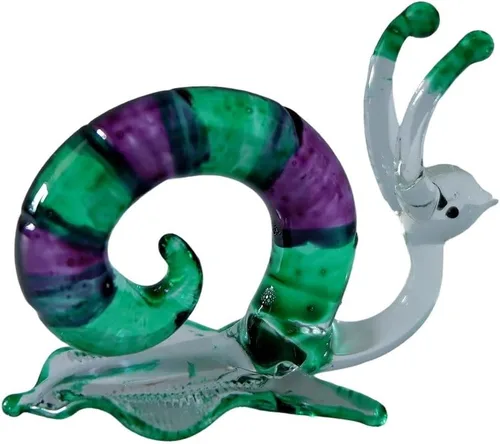 Vista 3 de 1shopforyou 1 figura de cristal soplado a mano de caracol, mini decoración coleccionable para el hogar (verde)