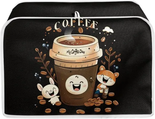 Vista 17 de chaqlin Cubierta para tostadora con estampado de chocolate, 2 rebanadas, resistente a las manchas, cubierta para horno de pan de diseño divertido