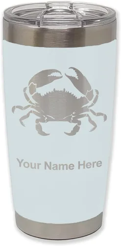 Vista 10 de LaserGram Vaso aislado al vacío de 20 onzas, cangrejo, grabado personalizado incluido (camuflaje verde)