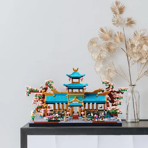 Vista 7 de JXRLMB Juego de bloques de construcción micro de Jardines Clásicos Chinos de Suzhou con Árbol de Sakura Desafío de Construcción para Adultos
