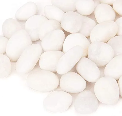 Vista 4 de Guijarros decorativos de 18 libras, piedras blancas, río y roca, grava decorativa pulida natural blanca, guijarros blancos, piedras ornamentales