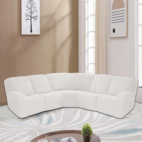 Vista 14 de ele ELEOPTION Funda reclinable seccional, fundas elásticas de terciopelo para sofá reclinable de 5 asientos, 7 piezas en forma de L, protector