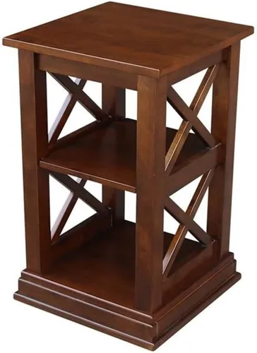 Vista 8 de IC International Concepts Hampton - Mesa decorativa de madera maciza con estantes, color negro
