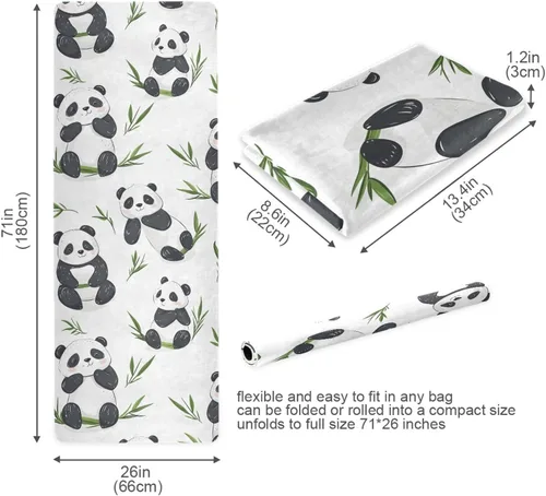Vista 6 de Pandas Hojas Yoga Mat Antideslizante Grueso Niños Eco Friendly Goma Entrenamiento Plegable Yoga Mat Mujeres Ejercicio