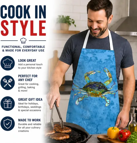 Vista 2 de Caroline's Treasures 8656APRON - Delantal de cangrejo para cocinar, hornear, manualidades, jardinería para adultos, mujeres y hombres, unisex