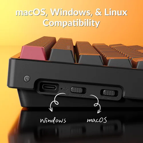 Vista 3 de Keychron K2 75% Layout QMK Teclado mecánico inalámbrico y con cable Interruptor súper rojo, marco de aluminio con retroiluminación RGB con teclas