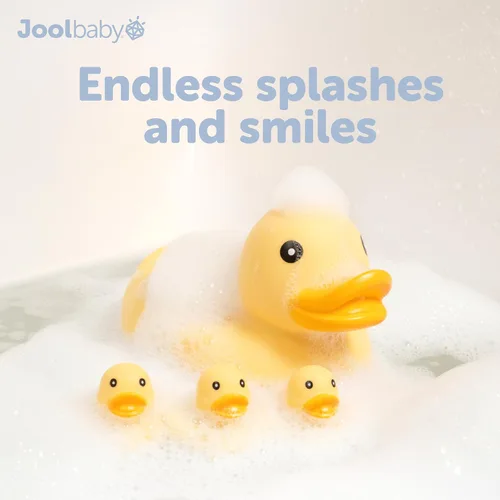 Vista 4 de Jool Baby - Juego de regalo de juguetes de baño de 12 piezas con organizador de almacenamiento de juguetes de baño Squirts, ducks, stacking boats