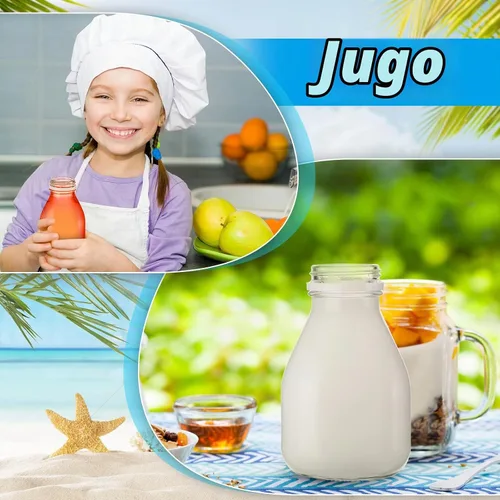 Vista 6 de Patelai - Paquete de 6 botellas de leche de vidrio de 16 onzas con tapas