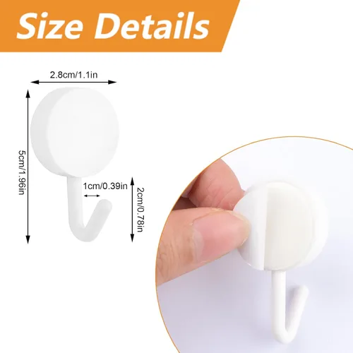 Vista 2 de MOROBOR Ganchos autoadhesivos, 20 ganchos de plástico resistentes para llaves de pared, soportes para calcetines para el hogar, cocina, baño, Blanco