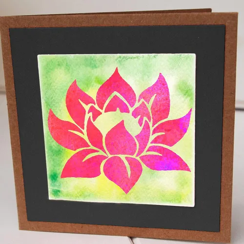 Vista 3 de Plantilla grande de loto para pintar - 8x8 pulgadas en madera, lienzo, papel, tela y muebles - Plantillas reutilizables para manualidades, arte