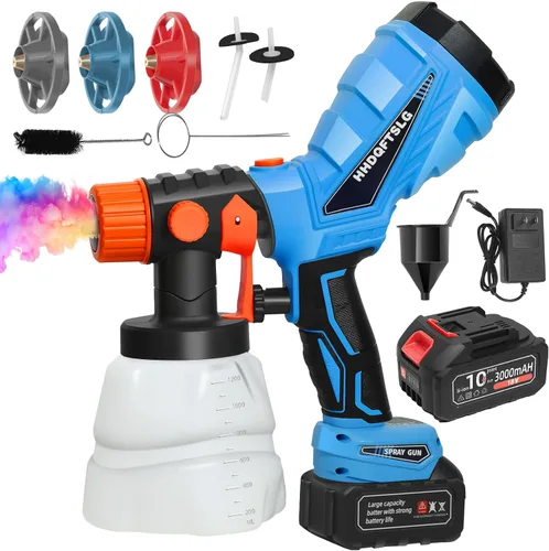 Vista 8 de Pulverizador de pintura con pistola de pulverización HVLP de 600 W, pistola pulverizadora de pintura eléctrica con contenedor de 40.6 fl oz y 8.5 fl