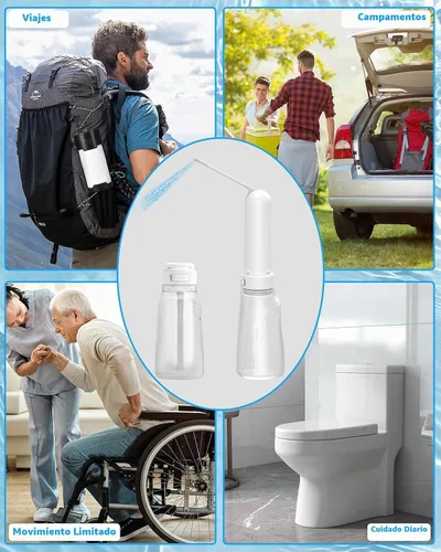 Vista 8 de Bidé portátil para viajes con botella de 13.5 fl oz, 3 modos de presión
