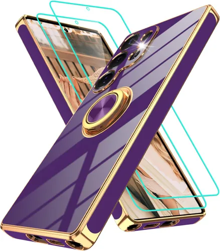 Vista 125 de Funda para Motorola Moto G 5G 2024: Funda Moto G Play 5G 2024 con 2 piezas de protectores de pantalla, soporte de anillo de rotación de 360°