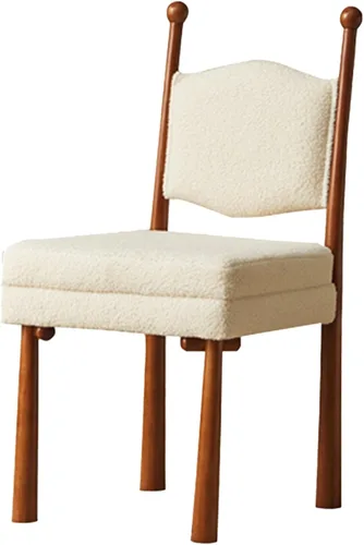Vista 17 de Sillas de comedor de madera, sillas de cocina con material de lana de cordero, asiento tapizado, silla de sala de estar para estudio y comedor, sala