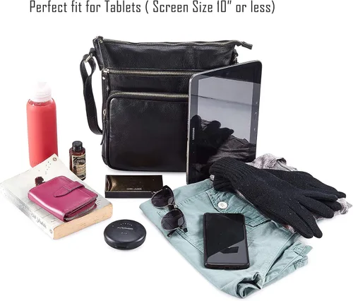 Vista 6 de Bolsos cruzados de cuero genuino y carteras para mujeres, bolsos de hombro cruzados hechos a mano, elegantes y modernos
