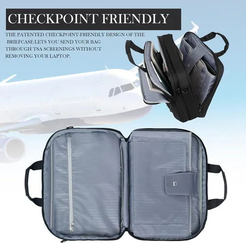 Vista 4 de EMPSIGN - Bolsa para laptop de 17.3 pulgadas, maletín de gran capacidad y expansible para viajes, para mujeres y hombres, bolsa de negocios