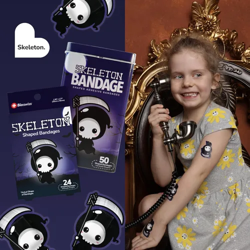 Vista 65 de BioSwiss Vendajes, juego de vendajes autoadhesivos en forma de alienígena de Halloween, sin látex, cuidado de heridas estériles, 24
