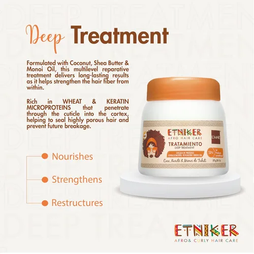 Vista 9 de Etniker - Tratamiento profundo para cabello rizado y afro 4C - Tratamiento de coco y manteca de karité para cabello seco, dañado y encrespado