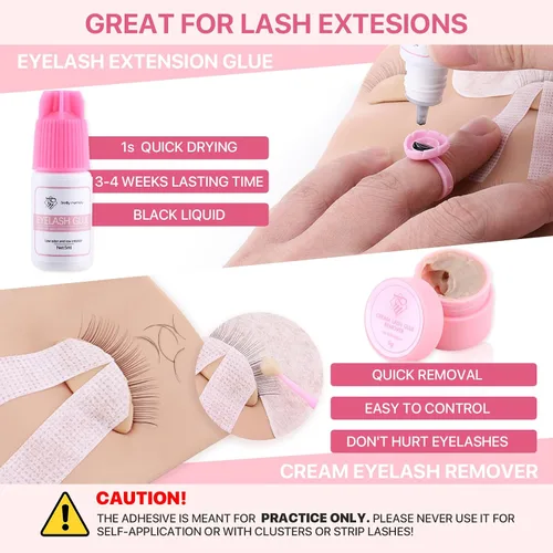Vista 3 de Pretty memory Kit de extensión de pestañas, cabezal de maniquí de pestañas con párpados extraíbles, juego de práctica de silicona para maquillaje e