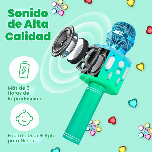 Vista 5 de Move2Play, Micrófono de karaoke para niños, regalo de cumpleaños para niños, juguete para niñas de 3, 4, 5, 6 años en adelante, niños y niños Azul