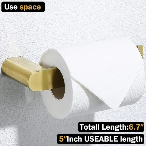 Vista 3 de RANDOM Portarrollos de papel higiénico de oro cepillado, accesorios de hardware de baño SUS 304 de acero inoxidable moderno soporte de rollo