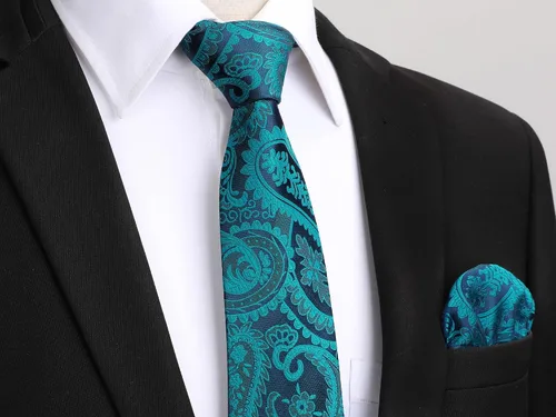 Vista 186 de HISDERN Corbatas para hombre, corbata de cachemira y bolsillo cuadrado tejido clásico floral para hombre, corbata de fiesta de boda