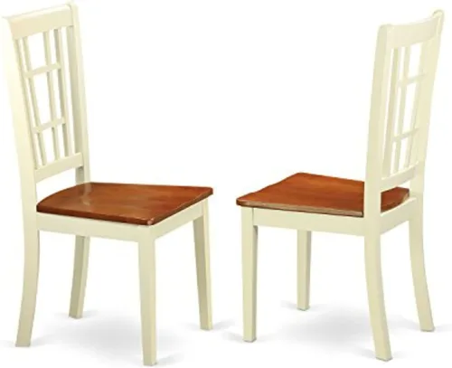 Vista 5 de East West Furniture Nicoli - Sillas de comedor de piel sintética de 39 pulgadas en color negro (juego de 2) Sillas de madera tapizadas de piel