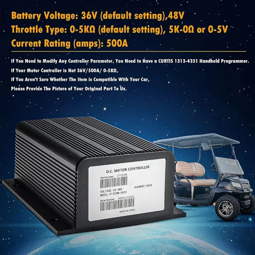 Vista 2 de Controlador Curtis 1205-117 36V 400A 0-5KΩ Curtis y 1204-1205 36V 500A 0-5KΩ Compatible con Curtis 1204 1205 36V EZGO Golf Cart Controlador