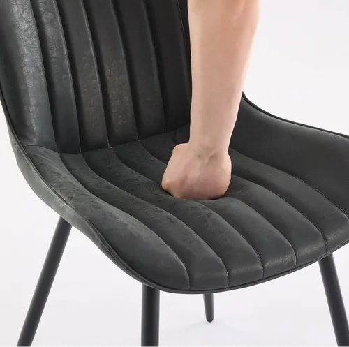 Vista 4 de GarveeHome Juego de 2 sillas de comedor tapizadas, sillas de cocina de cuero con patas de metal, sillas de comedor modernas de mediados de siglo