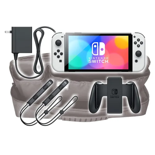 Vista 7 de HORI Cargo Pouch - AC Adapter and Split Pad Pro Compatible Travel Case (OLED Model) & Nintendo Switch Lite - Officially Licensed - Nintendo Switch