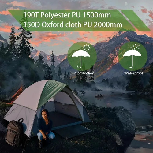 Vista 7 de Tienda de campaña al aire libre para 2 personas, impermeable, doble capa, resistente al viento, se puede utilizar para senderismo al aire libre